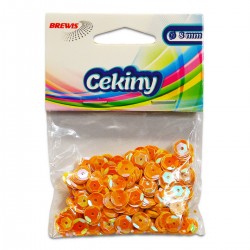 689627 CEKINY OZDOBNE TĘCZOWE POMARAŃCZOWE 8 mm 10g BREWIS