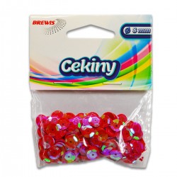 689580 CEKINY OZDOBNE TĘCZOWE CIEMNY RÓŻOWY 8 mm 10g BREWIS