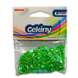 689528 CEKINY OZDOBNE TĘCZOWE JASNY ZIELONY 6 mm 10g BREWIS