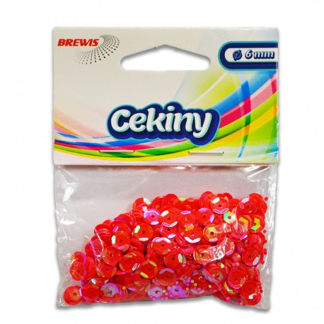 700747 CEKINY OZDOBNE TĘCZOWE JASNY RÓŻOWY 6 mm 10g BREWIS