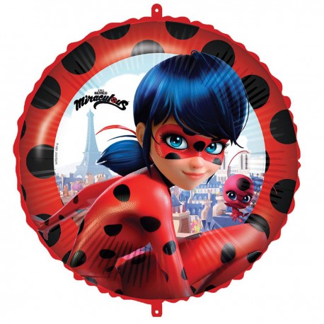 930786 BALON FOLIOWY - BIEDRONKA I CZARNY KOT MIRACULOUS LADYBUG 46 cm 18" GODAN