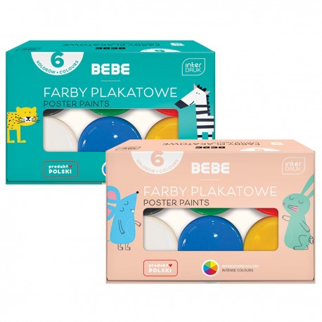 329868 BEBE FARBY PLAKATOWE 6 KOLORÓW 20 ml INTERDRUK