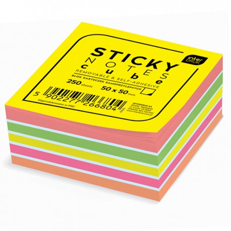 266804 ZAKŁADKI INDEKSUJĄCE KARTECZKI NEONOWE 50x50 INTERDRUK