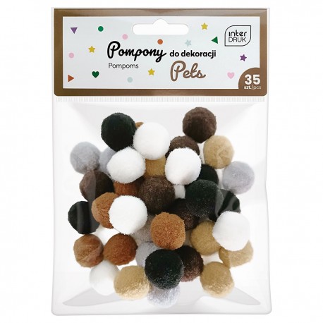 337238 POMPONY DEKORACYJNE MIX KOLORÓW PETS 20 mm 35 szt. INTERDRUK
