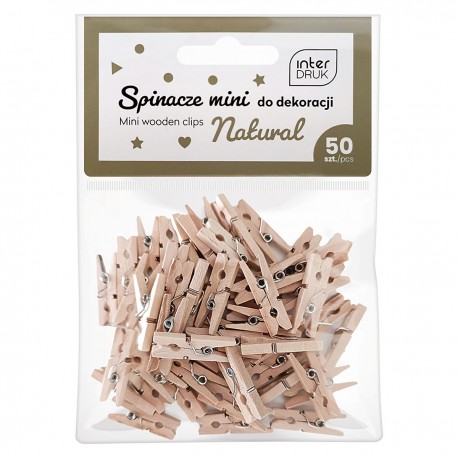 337306 KLAMERKI DREWNIANE SPINACZE MINI 2,5 cm 50 szt. INTERDRUK