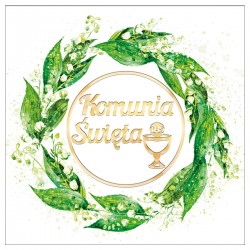 663236 KARNET KWADRATOWY KWIATY I LIŚCIE PIERWSZA KOMUNIA ŚWIĘTA HENRY