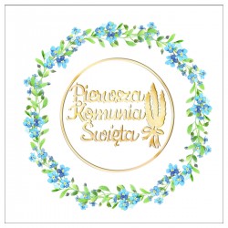 663243 KARNET KWADRATOWY NIEBIESKIE KWIATY PIERWSZA KOMUNIA ŚWIĘTA HENRY