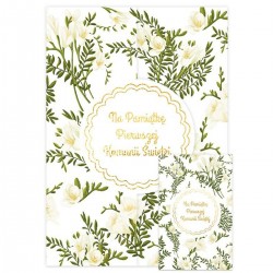 667531 KARNET A5 LIŚCIE i BIAŁE KWIATY PIERWSZA KOMUNIA ŚWIĘTA HENRY