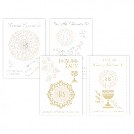 516435 KARTKA LAURKA AKA5LUX BIAŁY/ZŁOTY PIERWSZA KOMUNIA ŚWIĘTA POLMAK