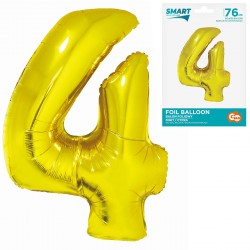 145533 BALON FOLIOWY CYFRA 4 ZŁOTY 76 CM SMART GODAN