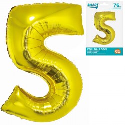 145519 BALON FOLIOWY CYFRA 5 ZŁOTY 76 CM SMART GODAN
