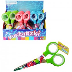 078064 NOŻYCZKI SZKOLNE ERGONOMICZNE KWIATY MIX SCHEMAT