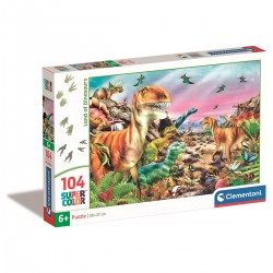 257683 CLEMENTONI PUZZLE 104 el. KRAINA DINOZAURÓW SUPERCOLOR