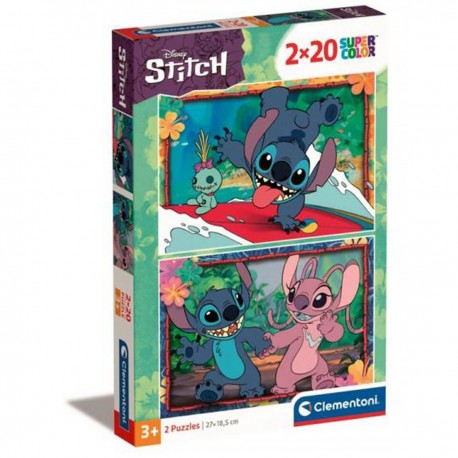 248094 CLEMENTONI PUZZLE 2X20 EL STITCH SUPERCOLOR