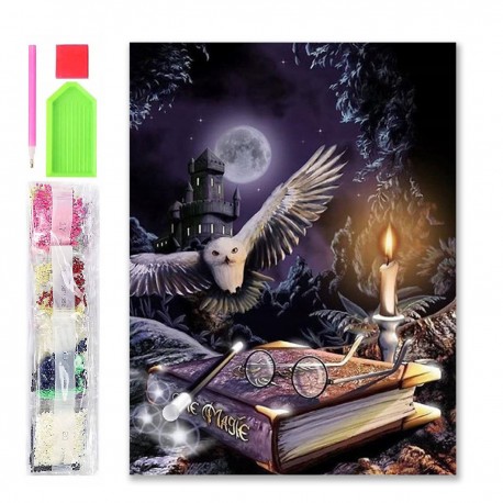 075987 HAFT DIAMENTOWY MOZAIKA 40x30 WILK ŚWIECI W CIEMNOŚCI