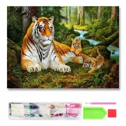 075987 HAFT DIAMENTOWY MOZAIKA 40x30 WILK ŚWIECI W CIEMNOŚCI