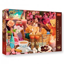 10802 TREFL PUZZLE 1000 el. WSZYSTKO CO PRZYJEMNE, KOTY - TEA TIME PREMIUM PLUS QUALITY