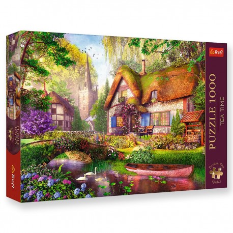 10804 TREFL PUZZLE 1000 el. UROCZA CHATKA W LESIE - TEA TIME PREMIUM PLUS QUALITY