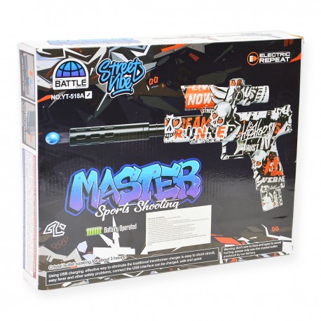788825 PISTOLET GAMER 3 KOLORY GRAFFITI + KULKI ŻELOWE PEGAZ