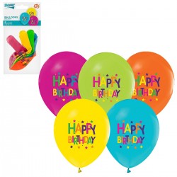 155075 BALONY HAPPY BIRTHDAY GWIAZDKI KOLOROWE 30 cm 5 szt. GODAN