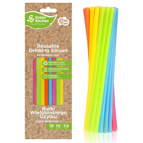 190007 PLASTIKOWE SŁOMKI DO PICIA WIELOKOLOROWE 10 szt. GODAN