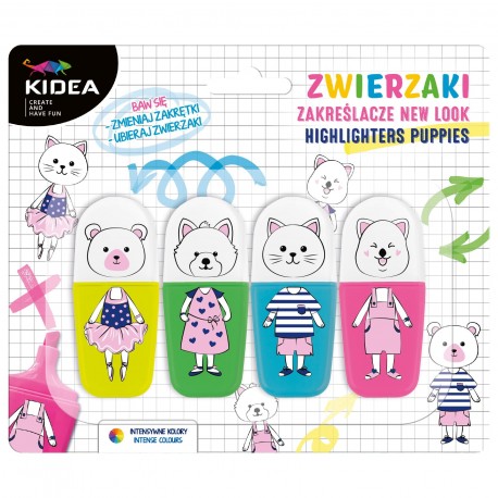 KIDEA 104291 ZAKREŚLACZE ZWIERZAKI NEW LOOK 4 szt.