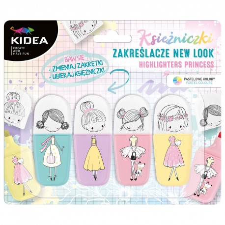 KIDEA 104284 ZAKREŚLACZE KSIĘŻNICZKI NEW LOOK 4 szt.