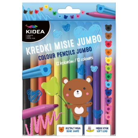 KIDEA 104437 KREDKI MISIE JUMBO 12 KOLORÓW