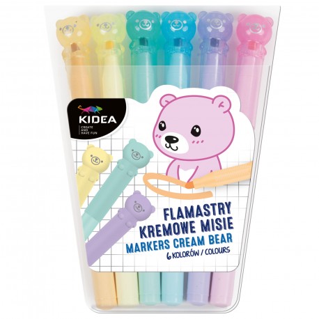 KIDEA 104338 FLAMASTRY KREMOWE MISIE 6 szt.