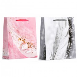 579786 TORBA OZDOBNA 2 WZORY KROPLA NA PIÓRKU XL 40x55x15 W&K