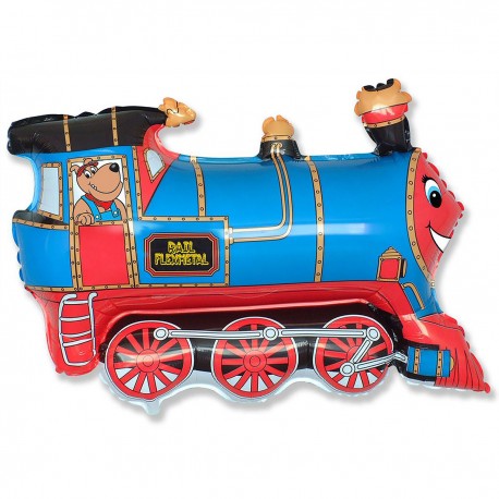 300048 BALON FOLIOWY POCIĄG NIEBIESKI CZERWONY 70x80 cm 24" GODAN