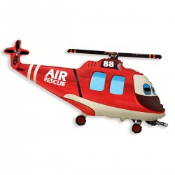 301663 BALON FOLIOWY HELIKOPTER RATUNKOWY CZERWONY 55x99 cm 24" GODAN
