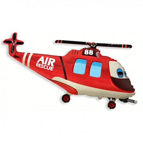 301663 BALON FOLIOWY HELIKOPTER RATUNKOWY CZERWONY 55x99 cm 24" GODAN