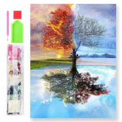 075987 HAFT DIAMENTOWY MOZAIKA 40x30 WILK ŚWIECI W CIEMNOŚCI