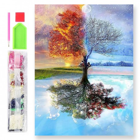 075987 HAFT DIAMENTOWY MOZAIKA 40x30 WILK ŚWIECI W CIEMNOŚCI