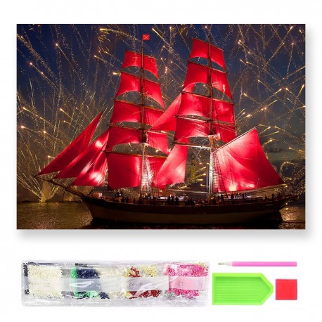 075987 HAFT DIAMENTOWY MOZAIKA 40x30 WILK ŚWIECI W CIEMNOŚCI