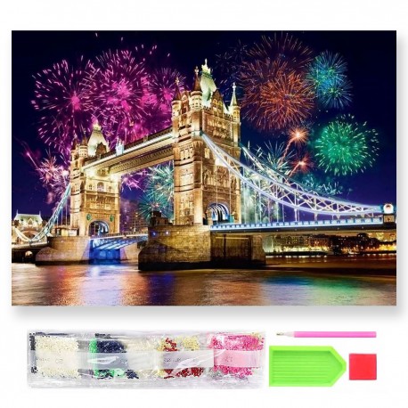 075987 HAFT DIAMENTOWY MOZAIKA 40x30 WILK ŚWIECI W CIEMNOŚCI