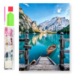 787330 DIAMENTOWA MOZAIKA 40x30 ORCHIDEA MIĘDZY KAMYKAMI