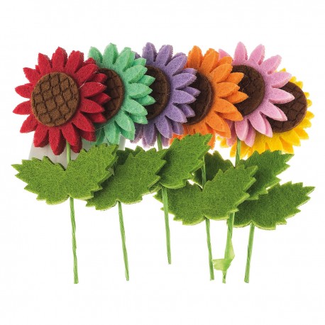 685698 NAKLEJKI Z FILCU KWIATKI SŁONECZNIKI KOLOROWE 6 szt. BREWIS