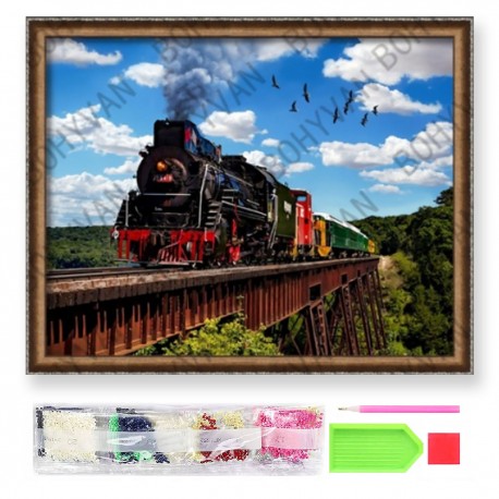 788108 DIAMENTOWA MOZAIKA 40x30 KRAJOBRAZ GÓRSKI, LATO