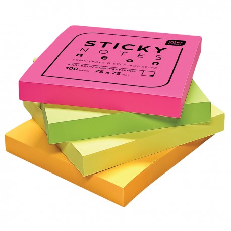 266798 KOLOROWE KARTECZKI SAMOPRZYLEPNE 75X75mm neon
