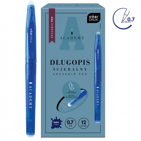 349248 DŁUGOPIS ŚCIERALNY NIEBIESKI ACADEMY 12 szt. 0.7 mm INTERDRUK