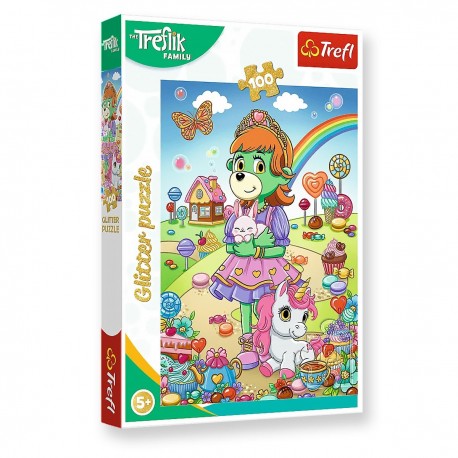 14833 TREFL PUZZLE 100 EL. BROKATOWA RODZINA TREFLIKÓW