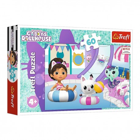 17393 TREFL PUZZLE 60 el KOCI DOMEK GABI, GABI NA BASENIE