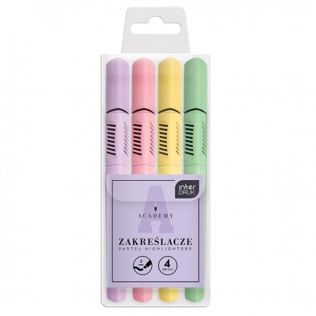 350039 ZAKREŚLACZE PASTELOWE 4 KOLORY ACADEMY INTERDRUK