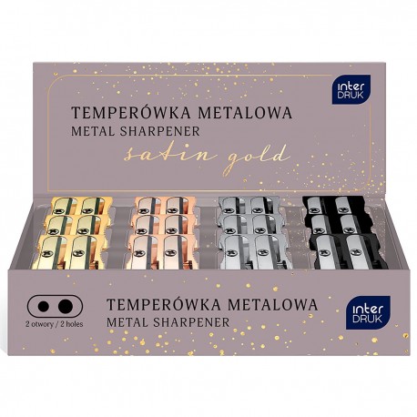 346551 TEMPERÓWKA METALOWA STRUGACZKA PODWÓJNA SATIN GOLD 24 szt. DISPLAY INTERDRUK