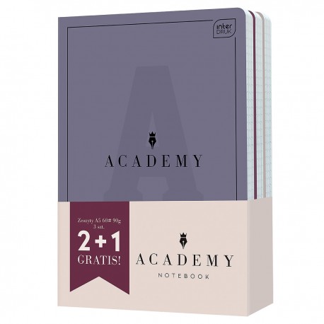 355997 ZESTAW ZESZYTÓW ZESZYT W KRATKĘ A5 60 ACADEMY 2+1 INTERDRUK