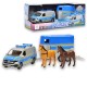 505342 POJAZD POLICJA Z PRZYCZEPĄ + KONIE HIPO