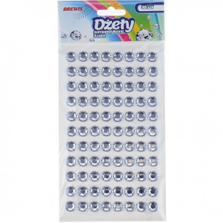 684547 DŻETY SAMOPRZYLEPNE - SREBRNY 8 mm 88 szt. BREWIS
