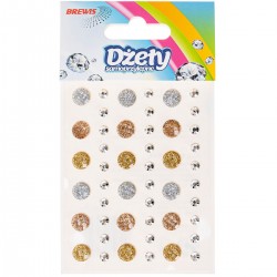 705483 DŻETY SAMOPRZYLEPNE - ZŁOTY MIX Z BROKATEM 48 szt. BREWIS